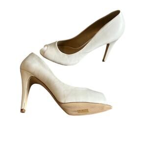 Aldo Off White Peep Toe 4.5” High Heels